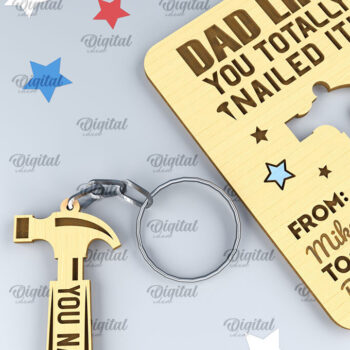 Intra απο ξύλο plywood 3mm-4mm πάχος - Dads Day Keychains Card Laser cut Δίασταση 4x4 cm INTRAFABR-94846611 - Image 6