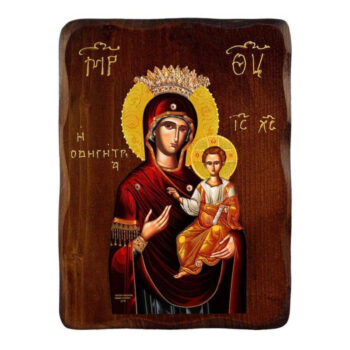 Εικόνα Ορθοδοξίας με περίγραμμα χρυσό σε ξύλο Φλαμουρίας  με  βάση Εικόνα της Παναγίας της Οδού, Χειροποίητη ελληνική εικόνα της Παναγίας της Οδηγήτριας, επιτοίχια πλάκα βυζαντινής τέχνης, θρησκευτικό δώρο, χριστιανική διακόσμηση Διάσταση 40x30 cm (15,8 x 11,8 ίντσες)INTRAEK-43216723962 - Image 1