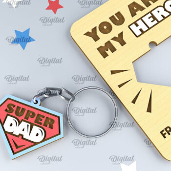 Intra απο ξύλο plywood 3mm-4mm πάχος - Dads Day Keychains Card Laser cut Δίασταση 4x4 cm INTRAFABR-94845479 - Image 1