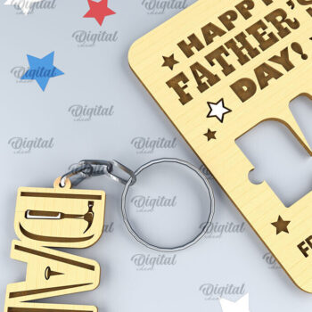Intra απο ξύλο plywood 3mm-4mm πάχος - Dads Day Keychains Card Laser cut Δίασταση 4x4 cm INTRAFABR-94845533 - Image 1