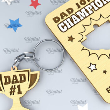 Intra απο ξύλο plywood 3mm-4mm πάχος - Dads Day Keychains Card Laser cut Δίασταση 4x4 cm INTRAFABR-94845589 - Image 1