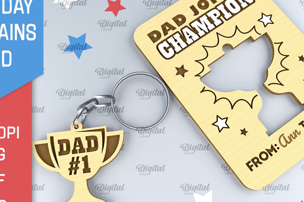 Intra απο ξύλο plywood 3mm-4mm πάχος - Dads Day Keychains Card Laser cut Δίασταση 4x4 cm INTRAFABR-94845589