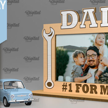 Intra απο ξύλο plywood 3mm-4mm πάχος - με κορνίζα για την ημέρα του πατέρα Δίασταση 20x25 cm INTRAFABR-92231883 - Image 1