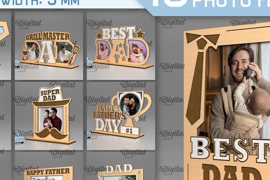 Intra απο ξύλο plywood 3mm-4mm πάχος - Πακέτο  Κορνίζας για την Ημέρα του Μπαμπά Δίασταση 20x25 cm INTRAFABR-92251934