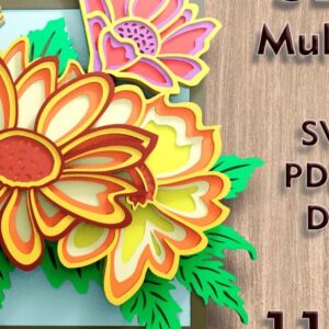 Intra απο ξύλο plywood 3mm-4mm πάχος - Αρχεία λέιζερ 3D  Daisies Δίασταση 8x11 cm INTRAFABR-109001546