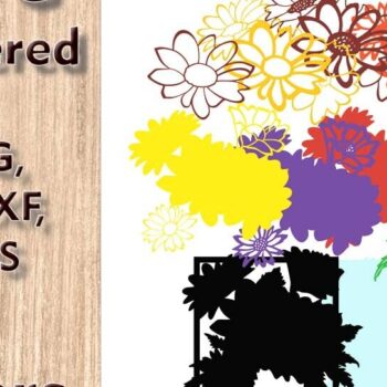 Intra απο ξύλο plywood 3mm-4mm πάχος - Αρχεία λέιζερ 3D  Daisies Δίασταση 8x11 cm INTRAFABR-109001546 - Image 3