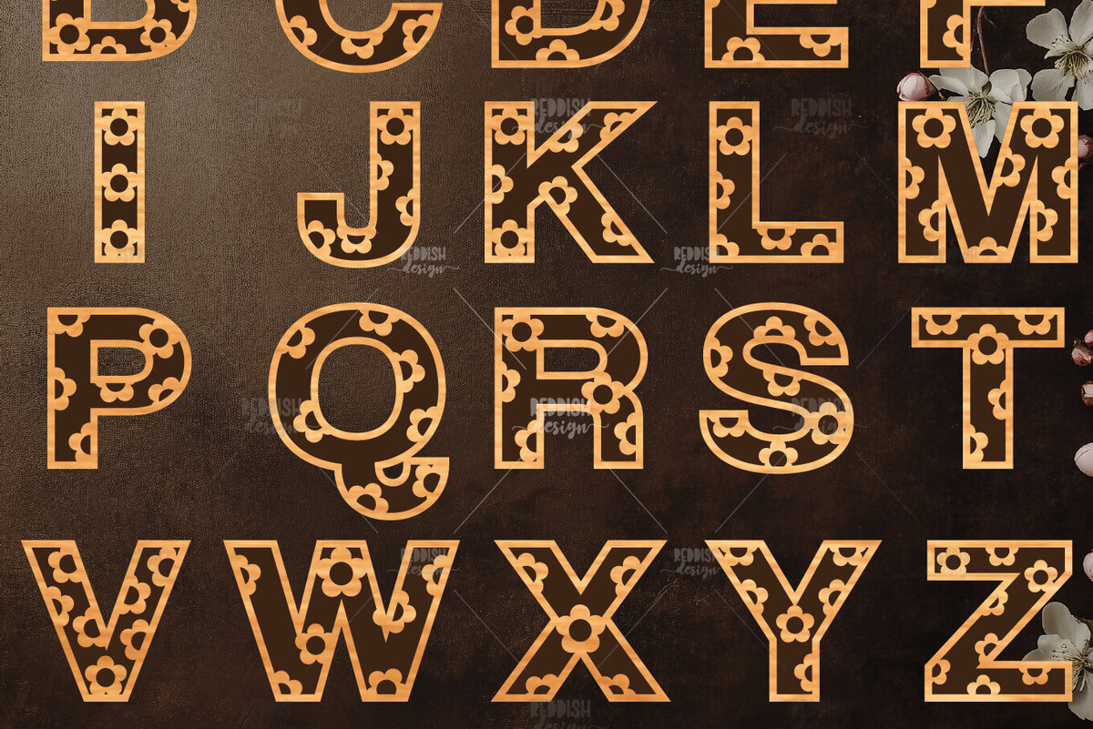 Intra απο ξύλο plywood 3mm-4mm πάχος - Σχέδιο αλφάβητου κοπής με λέιζερ Daisy ABC Δίασταση 30x20 cm INTRAFABR-119535089