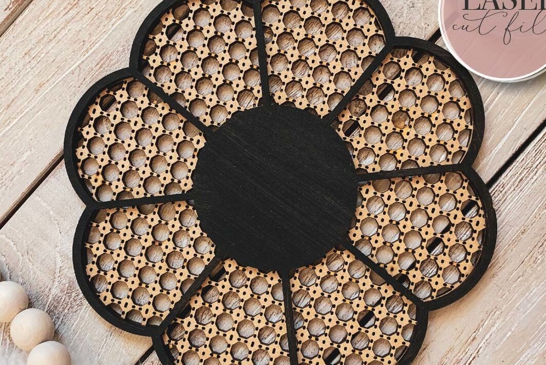 Intra απο ξύλο plywood 3mm-4mm πάχος - Daisy Cane Weave  Δίασταση 6x6 cm INTRAFABR-70686521