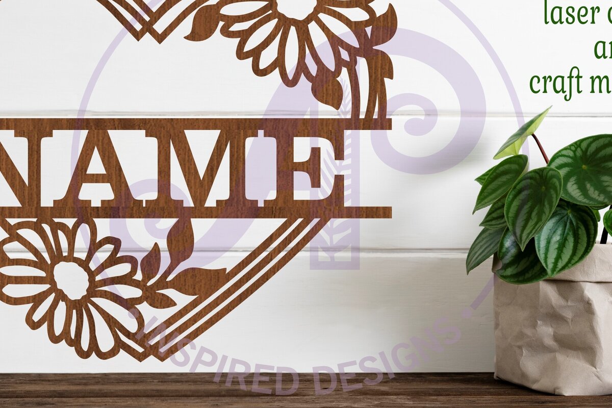 Intra απο ξύλο plywood 3mm-4mm πάχος - Μαργαρίτα Λουλούδι Καρδιά Σήμα Όνομα  Δίασταση 30x20 cm INTRAFABR-103073289