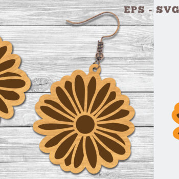 Intra απο ξύλο plywood 3mm-4mm πάχος - Σκουλαρίκια Daisy Flower Cut Laser  Δίασταση 3x3 cm INTRAFABR-106748907 - Image 1