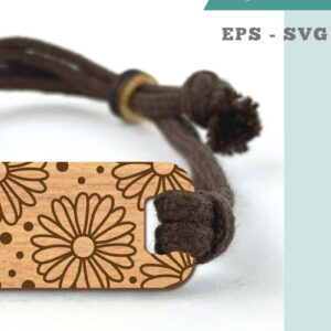 Intra απο ξύλο plywood 3mm-4mm πάχος - Βραχιόλι Daisy Flowers Cut Laser  Δίασταση 4x4 cm INTRAFABR-105089608