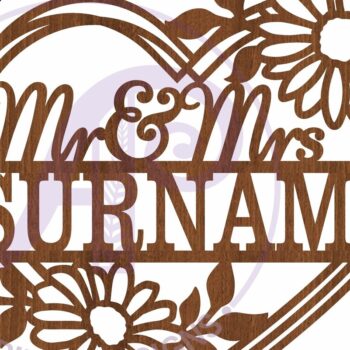 Intra απο ξύλο plywood 3mm-4mm πάχος - Σήμα με το όνομα του κυρίου και της κυρίας σε σχήμα καρδιάς Δίασταση 30x20 cm INTRAFABR-104579572 - Image 4