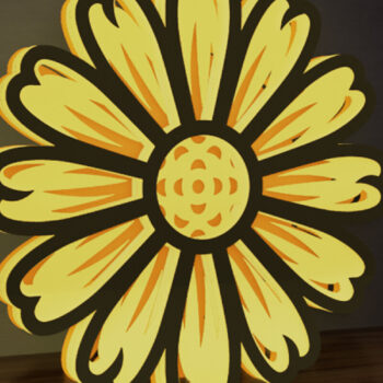 Intra απο ξύλο plywood 3mm-4mm πάχος - Daisy Laser Cut Design - Flower 3D Light Δίασταση 30x20 cm INTRAFABR-118261479 - Image 2