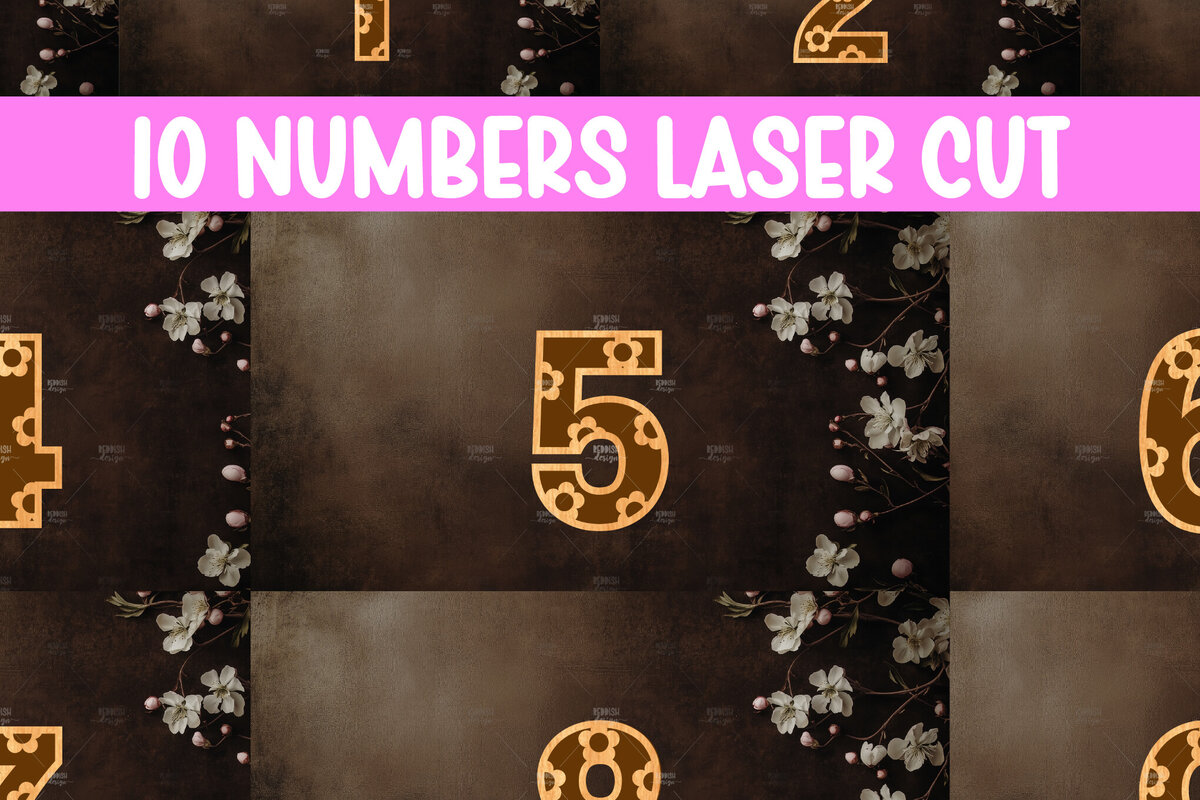 Intra απο ξύλο plywood 3mm-4mm πάχος - Daisy Numbers 0-9 Laser Cut, Διακόσμηση σπιτιού Δίασταση 20x20 cm INTRAFABR-120327661