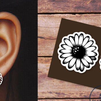 Intra απο ξύλο plywood 3mm-4mm πάχος - Daisy Summer Earrings | Χαμομήλι Δίασταση 3x3 cm INTRAFABR-120333052 - Image 3