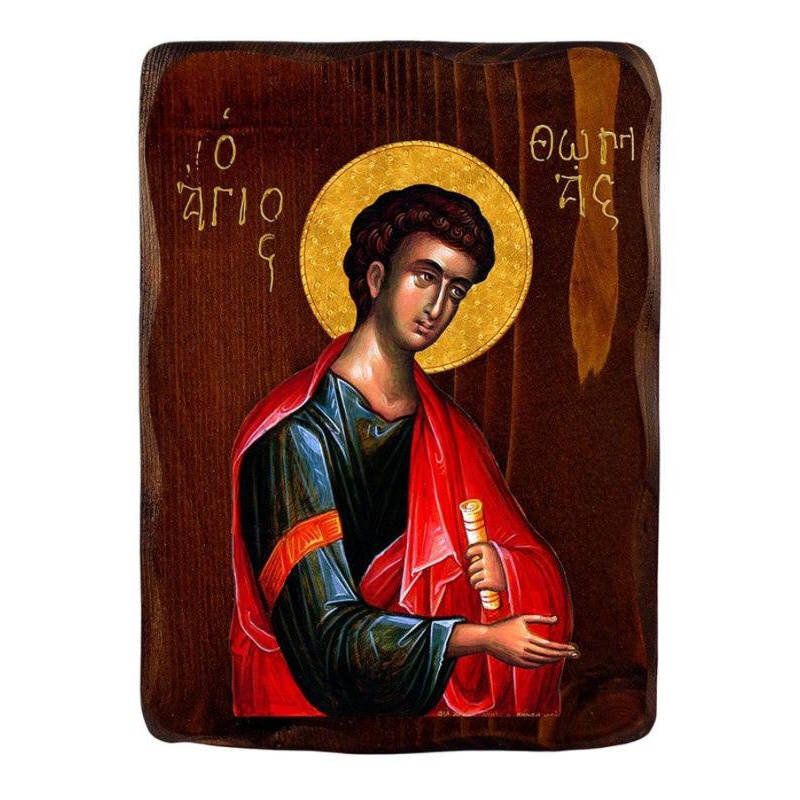 Εικόνα Ορθοδοξίας με περίγραμμα χρυσό σε ξύλο Φλαμουρίας  με  βάση Εικόνα Αγίου Θωμά, Χειροποίητη ελληνορθόδοξη εικόνα του Αγίου Θωμά, επιτοίχια πλάκα βυζαντινής τέχνης, θρησκευτικό δώρο, χριστιανική διακόσμηση Διάσταση 50x40 cm (19,7 x 15,8 ίντσες)  INTRAEK-6543216723846