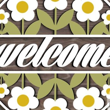 Intra απο ξύλο plywood 3mm-4mm πάχος - Daisy Welcome Door Hanger Δίασταση 20x20 cm INTRAFABR-93544429 - Image 1