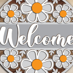 Intra απο ξύλο plywood 3mm-4mm πάχος - Daisy Welcome Door Hanger  Δίασταση 30x20 cm INTRAFABR-123053600