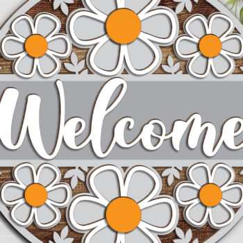 Intra απο ξύλο plywood 3mm-4mm πάχος - Daisy Welcome Door Hanger Δίασταση 30x20 cm INTRAFABR-123053600 - Image 2