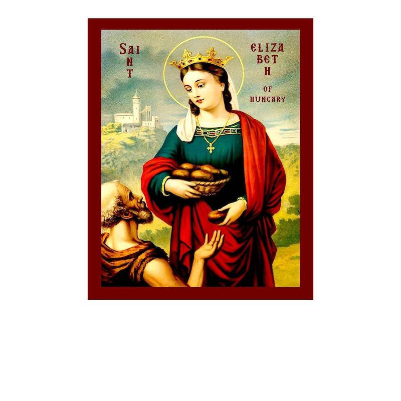 Εικόνα Ορθοδοξίας με περίγραμμα χρυσό σε ξύλο Φλαμουρίας  με  βάση Εικόνα Αγίας Ελισάβετ της Ουγγαρίας, Χειροποίητη Χριστιανική Εικόνα της Αγίας Ελισάβετ, Κρεμαστή πλάκα Βυζαντινής Τέχνης, Χριστιανική Θρησκευτική Τέχνη Διάσταση 50x40 cm (19,7 x 15,8 ίντσες)  INTRAEK-6543216723836