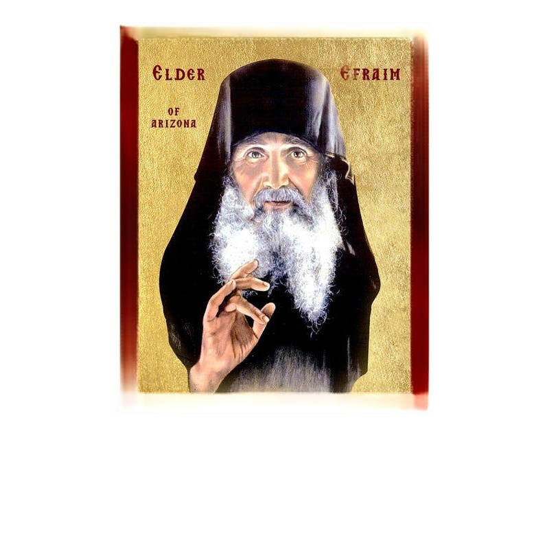 Εικόνα Ορθοδοξίας με περίγραμμα χρυσό σε ξύλο Φλαμουρίας  με  βάση Εικόνα Γέροντος Εφραίμ της Αριζόνα, Χειροποίητη Χριστιανική Εικόνα του Γέροντα Εφραίμ, Κρεμαστή πλάκα Βυζαντινής Τέχνης, Χριστιανική Θρησκευτική Τέχνη Διάσταση 50x40 cm (19,7 x 15,8 ίντσες)  INTRAEK-6543216723833