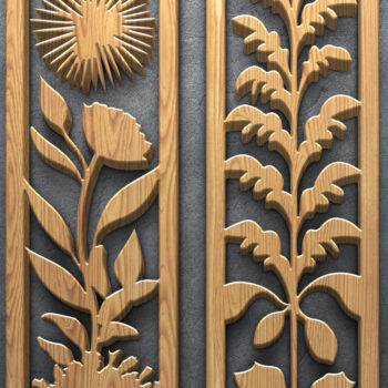 Intra απο ξύλο plywood 3mm-4mm πάχος - Πάνελ λέιζερ Daisy & Wildflower Δίασταση 3200x7200 cm INTRAFABR-124640248 - Image 2