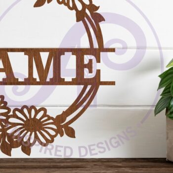 Intra απο ξύλο plywood 3mm-4mm πάχος - Σήμα ονόματος στεφάνι μαργαρίτας  Laser Cut Δίασταση 30x20 cm INTRAFABR-97820040 - Image 1