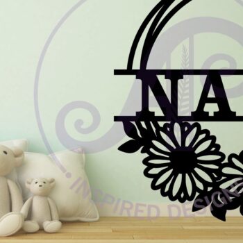 Intra απο ξύλο plywood 3mm-4mm πάχος - Σήμα ονόματος στεφάνι μαργαρίτας  Laser Cut Δίασταση 30x20 cm INTRAFABR-97820040 - Image 2