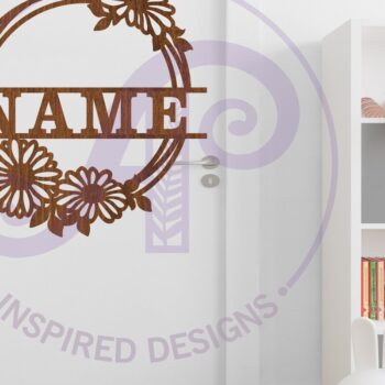 Intra απο ξύλο plywood 3mm-4mm πάχος - Σήμα ονόματος στεφάνι μαργαρίτας  Laser Cut Δίασταση 30x20 cm INTRAFABR-97820040 - Image 3