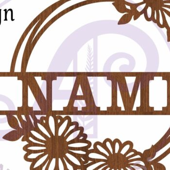 Intra απο ξύλο plywood 3mm-4mm πάχος - Σήμα ονόματος στεφάνι μαργαρίτας  Laser Cut Δίασταση 30x20 cm INTRAFABR-97820040 - Image 4