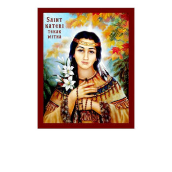 Εικόνα Ορθοδοξίας με περίγραμμα χρυσό σε ξύλο Φλαμουρίας  με  βάση Εικόνα Santa Kateri Tekakwitha, Χειροποίητη Θρησκευτική Εικόνα Santa Kateri Tekakwitha, Κρεμαστή Πλακέτα Βυζαντινής Τέχνης, Χριστιανική Θρησκευτική Τέχνη Διάσταση 40x30 cm (15,8 x 11,8 ίντσες)INTRAEK-43216723815 - Image 1