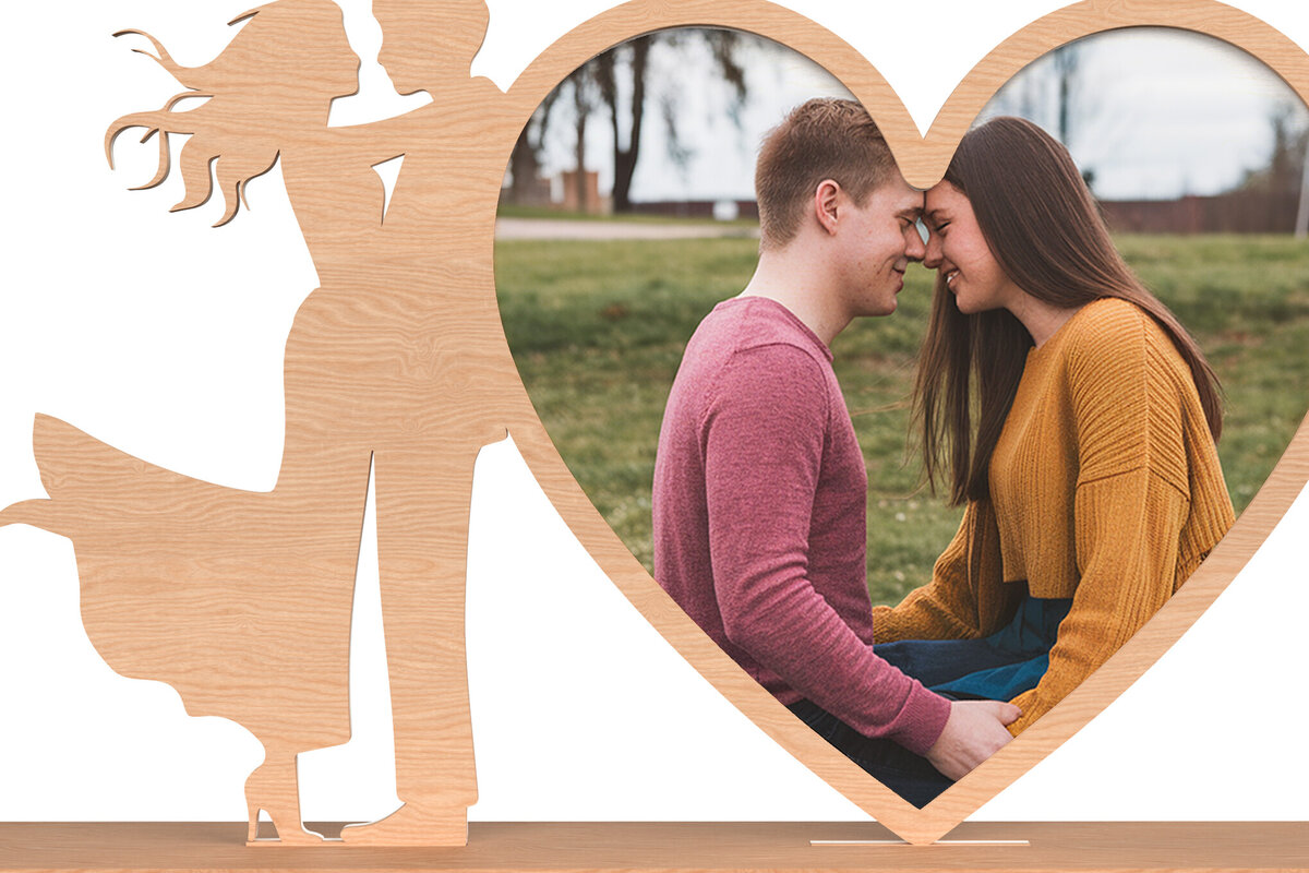 Intra απο ξύλο plywood 3mm-4mm πάχος - Πλαίσιο κοπής με λέιζερ Heart Ζευγάρι που χορεύει Δίασταση 20x20 cm INTRAFABR-110165541