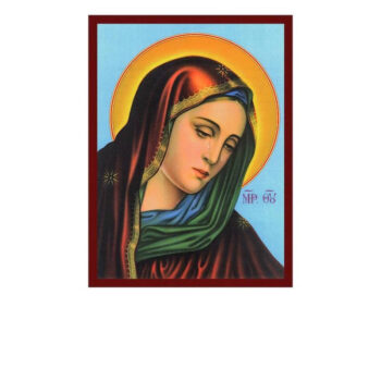 Εικόνα Ορθοδοξίας με περίγραμμα χρυσό σε ξύλο Φλαμουρίας  με  βάση Παναγία των Θλίψεων, Χειροποίητη Βυζαντινή εικόνα Παναγίας Τεθλιμμένης, Παναγία Θρησκευτική τέχνη επιτοίχια πλάκα, χριστιανικό δώρο Διάσταση 45x35 cm (17,7 x 13,8 ίντσες) INTRAEK-543216723792 - Image 1