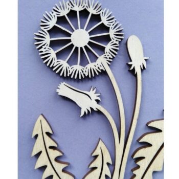 Intra απο ξύλο plywood 3mm-4mm πάχος - Πικραλίδα  Laser Cut Flower Δίασταση 20x20 cm INTRAFABR-34576554 - Image 2
