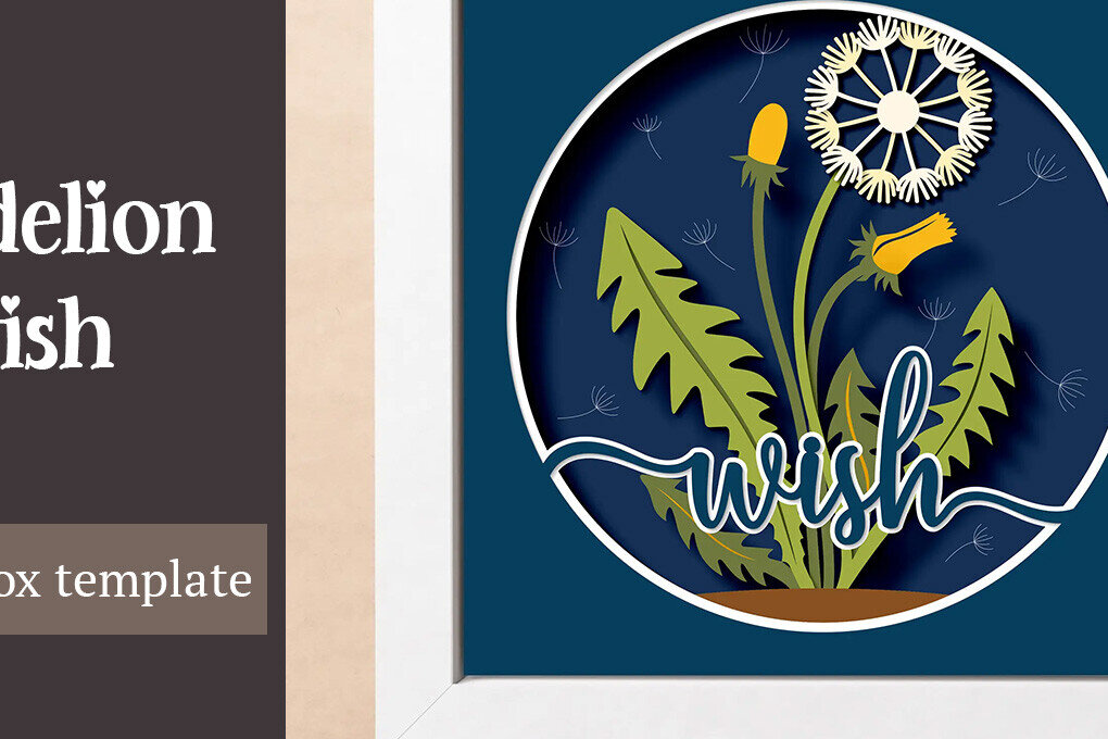 Intra απο ξύλο plywood 3mm-4mm πάχος - Κουτί σκιών Dandelion Wish Flower  Δίασταση 20x20 cm INTRAFABR-97792119