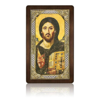 Εικόνα Ορθοδοξίας με περίγραμμα χρυσό σε ξύλο Φλαμουρίας  με  βάση Ιησούς Χριστός του Σινά Ασημένιο Χρυσό Εικονίδιο 29x17cm, Χειροποίητη Θρησκευτική Τέχνη, Χρυσός 24 καρατίων & Ασήμι 925 Ο Κύριος μας Ιησούς Παντοκράτορας, Χριστιανικό Δώρο Διάσταση 40x30 cm (15,8 x 11,8 ίντσες)INTRAEK-43216723773 - Image 1