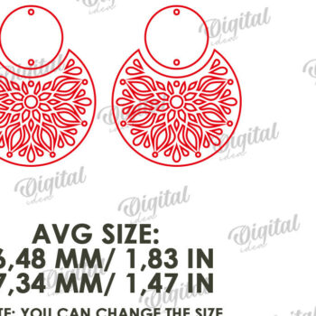 Intra απο ξύλο plywood 3mm-4mm πάχος - Κρεμαστά σκουλαρίκια με λέιζερ Δίασταση 3x3 cm INTRAFABR-122535106 - Image 2