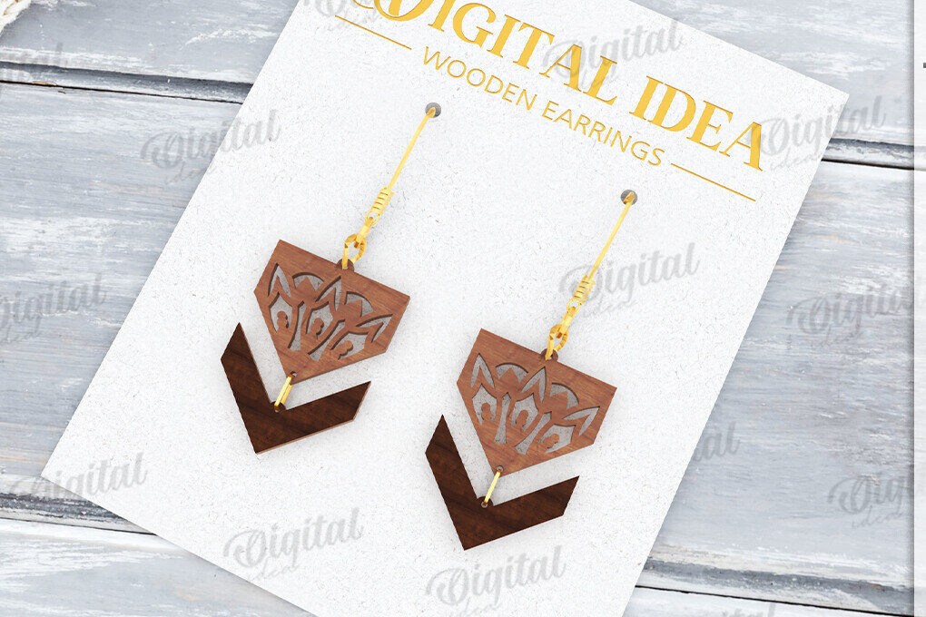 Intra απο ξύλο plywood 3mm-4mm πάχος - Κρεμαστά σκουλαρίκια με λέιζερ Δίασταση 3x3 cm INTRAFABR-122535198