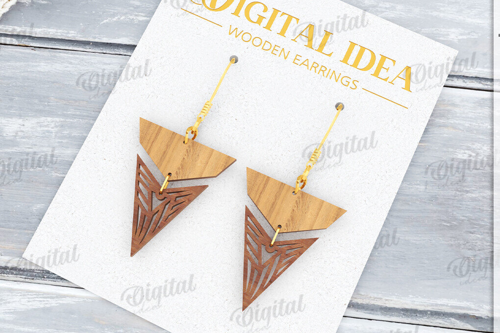 Intra απο ξύλο plywood 3mm-4mm πάχος - Κρεμαστά σκουλαρίκια με λέιζερ Δίασταση 3x3 cm INTRAFABR-122535267