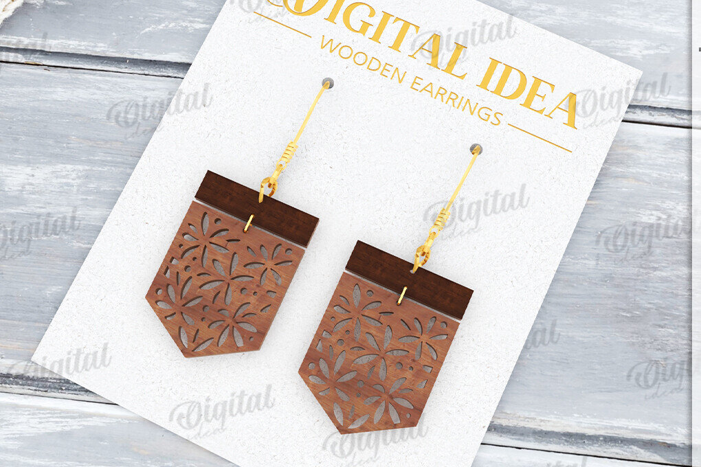 Intra απο ξύλο plywood 3mm-4mm πάχος - Κρεμαστά σκουλαρίκια με λέιζερ Δίασταση 3x3 cm INTRAFABR-122535313