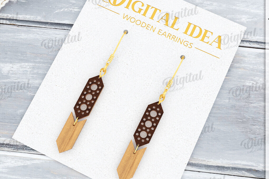 Intra απο ξύλο plywood 3mm-4mm πάχος - Κρεμαστά σκουλαρίκια με λέιζερ Δίασταση 3x3 cm INTRAFABR-122533125