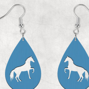 Intra απο ξύλο plywood 3mm-4mm πάχος - Σκουλαρίκια Dangle Horse Boho Δίασταση 3x3 cm INTRAFABR-28860643 - Image 1