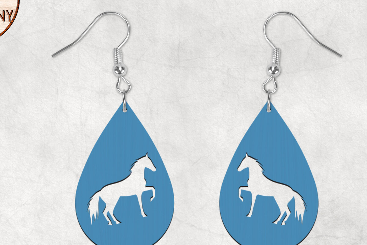 Intra απο ξύλο plywood 3mm-4mm πάχος - Σκουλαρίκια Dangle Horse Boho Δίασταση 3x3 cm INTRAFABR-28860643