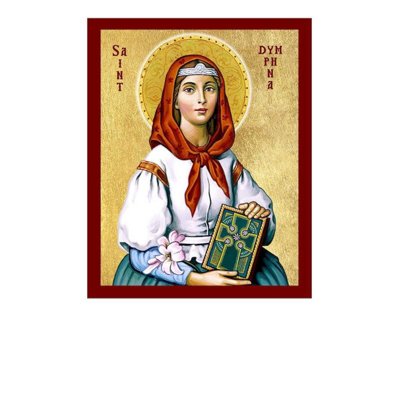 Εικόνα Ορθοδοξίας με περίγραμμα χρυσό σε ξύλο Φλαμουρίας  με  βάση Εικόνα Αγίας Δύμφνας, Χειροποίητη Χριστιανική Εικόνα Αγίας Δύμφνας, Πλακέτα Βυζαντινής Τέχνης, Χριστιανική Θρησκευτική Τέχνη Διάσταση 40x30 cm (15,8 x 11,8 ίντσες)INTRAEK-43216723741