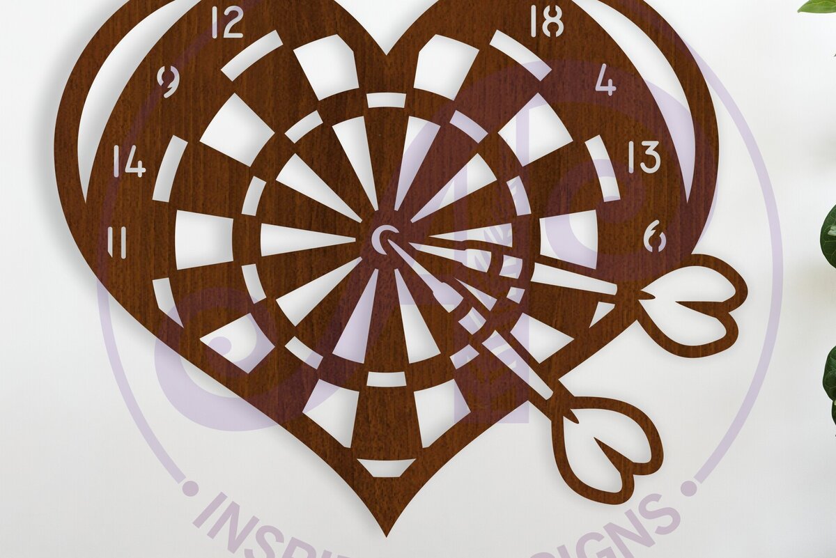 Intra απο ξύλο plywood 3mm-4mm πάχος - Πινακίδα τοίχου Heart Board Dart,  Laser Δίασταση 20x20 cm INTRAFABR-122918770