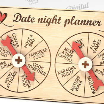 Intra απο ξύλο plywood 3mm-4mm πάχος - Date Night Spinner Planner Laser Cut Δίασταση 30x20 cm INTRAFABR-112022713 - Image 1