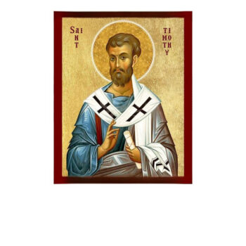Εικόνα Ορθοδοξίας με περίγραμμα χρυσό σε ξύλο Φλαμουρίας  με  βάση Εικόνα Αγίου Τιμόθεου, Χειροποίητη Καθολική Εικόνα του Αγίου Τιμόθεου, Πλακέτα Βυζαντινής Τέχνης, Χριστιανική Θρησκευτική Τέχνη Διάσταση 45x35 cm (17,7 x 13,8 ίντσες) INTRAEK-543216723707 - Image 1