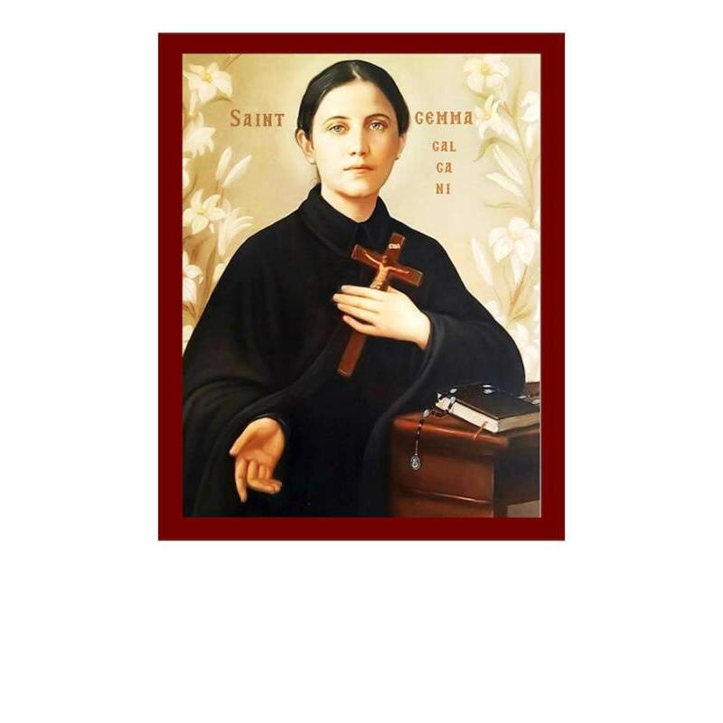 Εικόνα Ορθοδοξίας με περίγραμμα χρυσό σε ξύλο Φλαμουρίας  με  βάση Εικόνα Αγίας Γκέμμα Γαλγκάνη, Χειροποίητη Χριστιανική Εικόνα Αγίας Γκέμμα Γαλγκάνη, Επιτοίχια Πλακέτα Βυζαντινής Τέχνης, Χριστιανική Θρησκευτική Τέχνη Διάσταση 50x40 cm (19,7 x 15,8 ίντσες)  INTRAEK-6543216723702