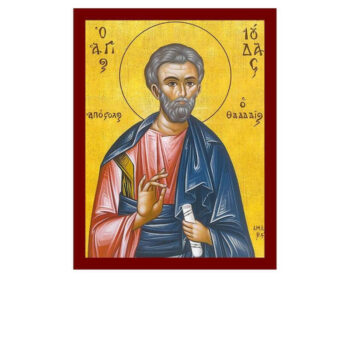 Εικόνα Ορθοδοξίας με περίγραμμα χρυσό σε ξύλο Φλαμουρίας  με  βάση Άγιος Ιούδας Θαδδαίος ο Απόστολος, Χειροποίητη ελληνική εικόνα του Αγίου Ιούδα Θαδδαίου, επιτοίχια πλάκα βυζαντινής τέχνης, χριστιανικό δώρο Διάσταση 45x35 cm (17,7 x 13,8 ίντσες) INTRAEK-543216723700 - Image 1