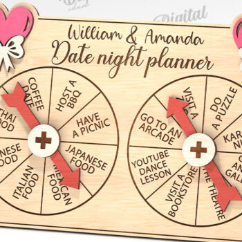 Intra απο ξύλο plywood 3mm-4mm πάχος - Date Night Spinner Planner Laser Cut Δίασταση 30x20 cm INTRAFABR-112022696 - Image 1
